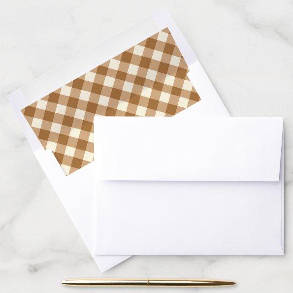 Brown Beige and White Gingham Plaid Pattern Envelope Liner