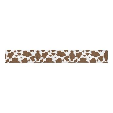 Brown Cow Spots Faux Cowhide Pattern Grosgrain Ribbon
