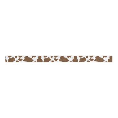 Brown Cow Spots Faux Cowhide Pattern Grosgrain Ribbon