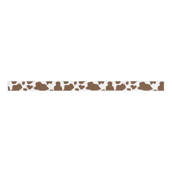 Brown Cow Spots Faux Cowhide Pattern Grosgrain Ribbon