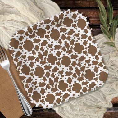 Brown Cow Spots Faux Cowhide Pattern Paper Plates