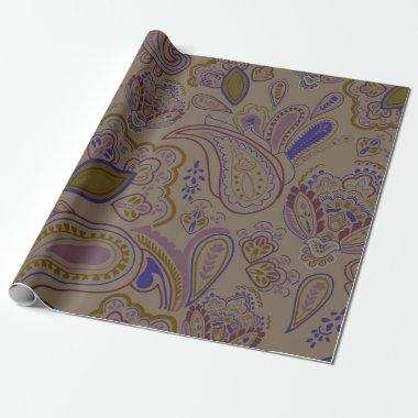 Brown ethnic vintage paisley floral pattern wrapping paper