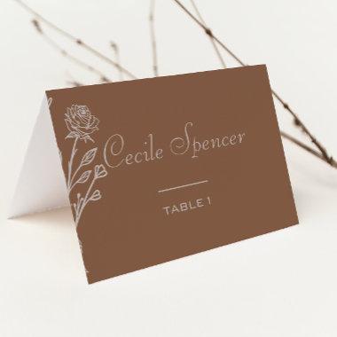 Brown Formal Rose Floral Wedding Place Invitations
