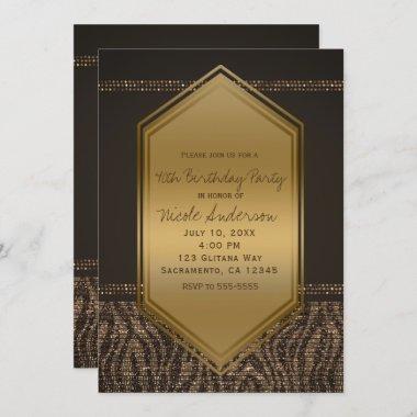 Brown Gold Zebra Print Birthday Party Any Event Invitations