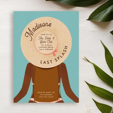 Brown Hair Girl Last Splash Bachelorette Weekend Invitations