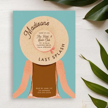 Brown Hair Palm Springs Bachelorette Pool Party Invitations