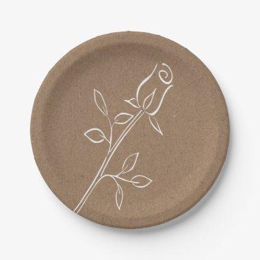 Brown Kraft Wedding Country Rose Flower Party Paper Plates