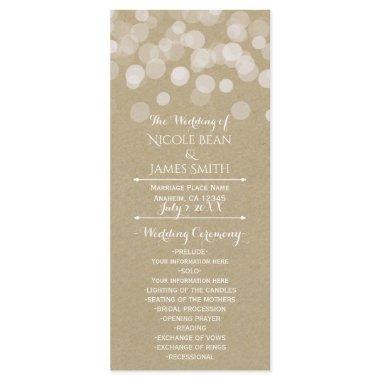 Brown Paper Simple Rustic Lights Wedding Program