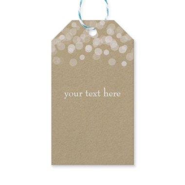 Brown Paper Simple Rustic White Lights Wedding Gift Tags