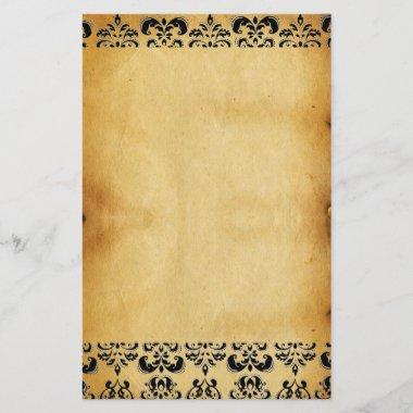 BROWN PARCHMENT DAMASK STATIONERY
