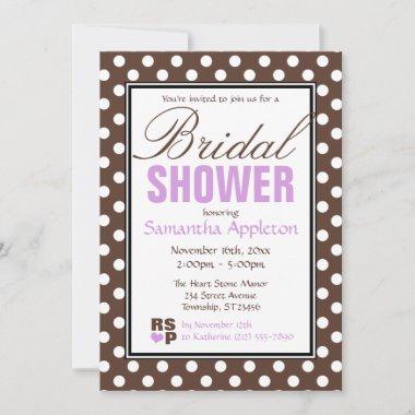 Brown Polka Dot Purple Chevron Bridal Shower Invitations