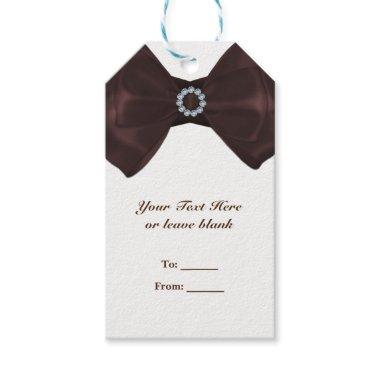 Brown Ribbon & Diamonds Bridal Shower Elegant Gift Tags