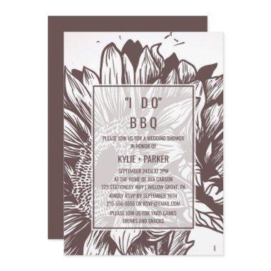 Brown Sunflower I Do BBQ Invitations