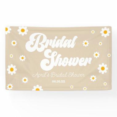 Brown Tan Retro Daisy Flower Floral Bridal Shower Banner