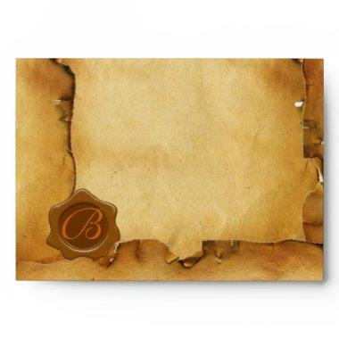 BROWN WAX SEAL MONOGRAM PARCHMENT ENVELOPE