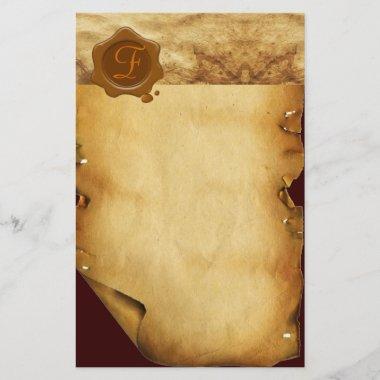 BROWN WAX SEAL PARCHMENT Monogram Stationery