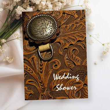 Brown Western Horse Saddle Couples Wedding Shower Invitations