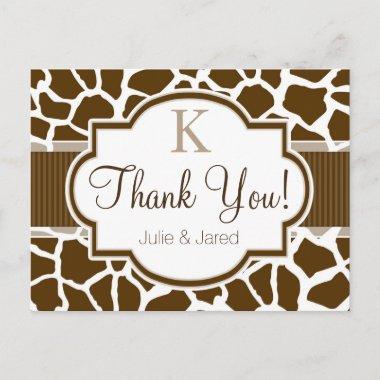 Brown, White Giraffe Animal Print Wedding PostInvitations