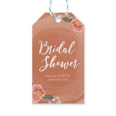 Brown Wood Rustic Floral Bridal Shower Gift Tags