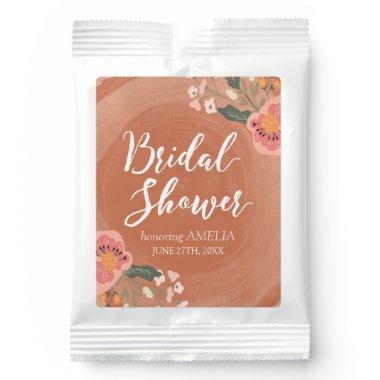 Brown Wood Rustic Floral Bridal Shower Lemonade Drink Mix