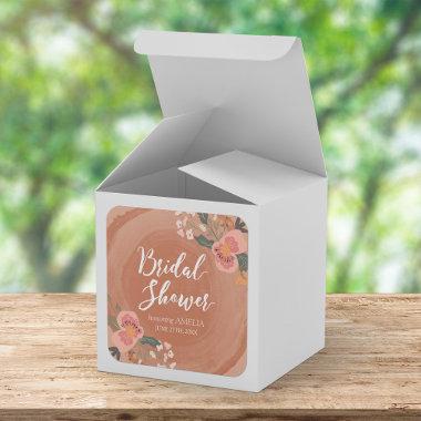 Brown Wood Rustic Floral Bridal Shower Square Square Sticker