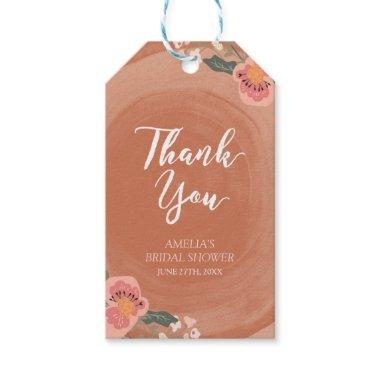 Brown Wood Rustic Floral Bridal Shower Thank You Gift Tags