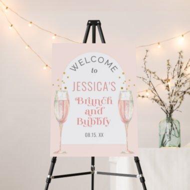 Brunch and bubbly arch bridal shower welcome sign