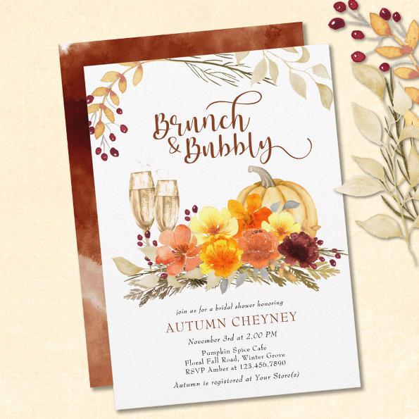 Brunch and Bubbly Autumn Flowers Bridal Shower Invitations