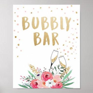 Brunch and Bubbly Bar Floral Bridal Table Sign