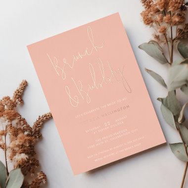 Brunch and Bubbly Blush Pink Bridal Shower Gold Foil Invitations