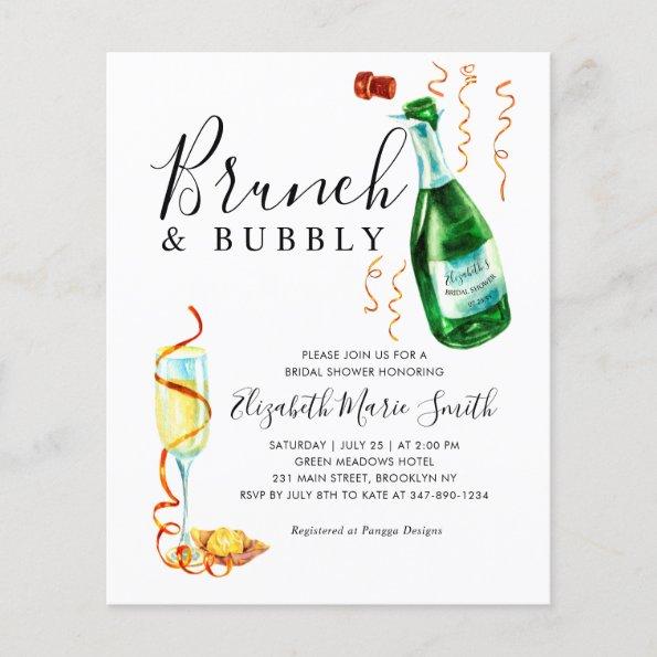 Brunch and Bubbly Bottle Bridal Shower Invitations