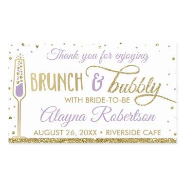 Brunch and Bubbly Bottle Wrapper, Faux Glitter Rectangular Sticker