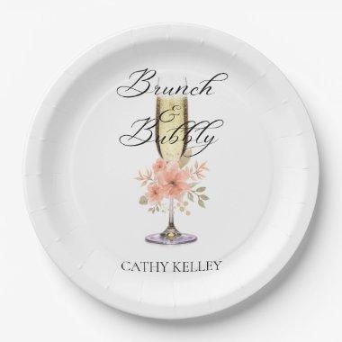 Brunch and Bubbly Bridal Shower 9" Round Paper Plates