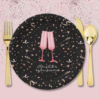 Brunch and Bubbly  Black Paper Plates