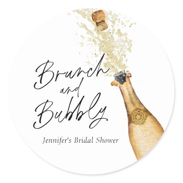 Brunch and Bubbly Bridal Shower Classic Round Stic Classic Round Sticker