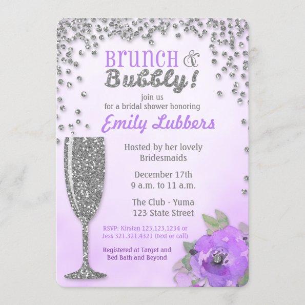 Brunch and Bubbly Bridal Shower Glitter Invitations