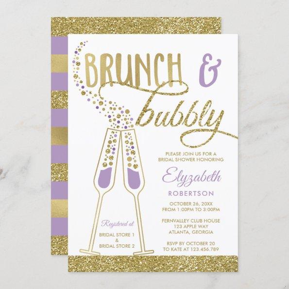 Brunch and Bubbly Bridal Shower Invite, Faux Gold Invitations