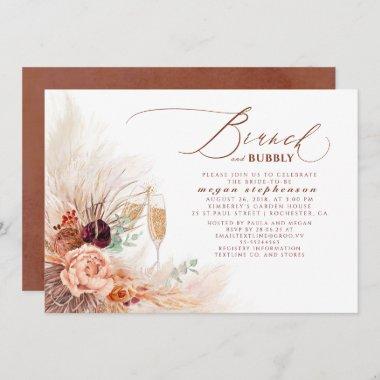 Brunch and Bubbly Bridal Shower Pampas Grass Invitations