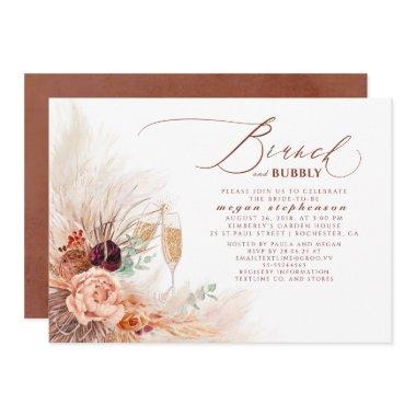 Brunch and Bubbly Bridal Shower Pampas Grass Invitations