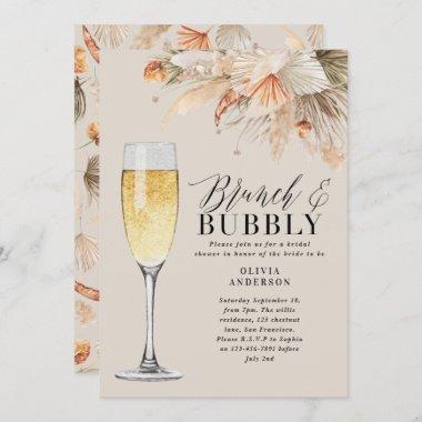 brunch and bubbly Bridal shower pampas grass Invitations
