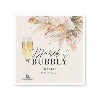 brunch and bubbly Bridal shower pampas grass Paper Napkins