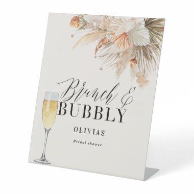 brunch and bubbly Bridal shower pampas grass Paper Pedestal Sign