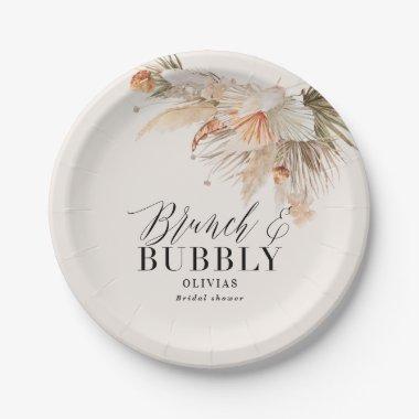 brunch and bubbly Bridal shower pampas grass Paper Plates
