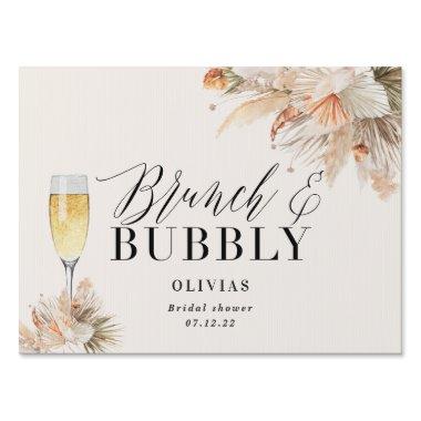 brunch and bubbly Bridal shower pampas grass Sign