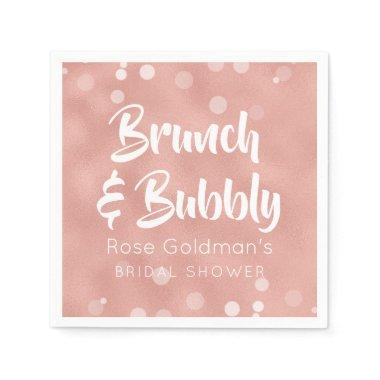 Brunch and Bubbly  Pink Rose Gold Paper Napkins