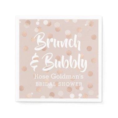 Brunch and Bubbly Bridal Shower Rose Gold Confetti Napkins