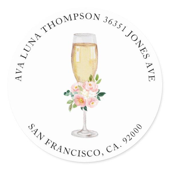 Brunch and Bubbly  Round Address Classic Round Sticker