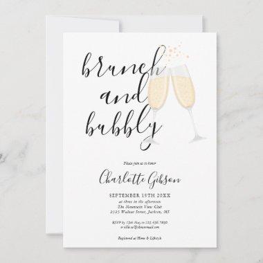 Brunch And Bubbly Bridal Shower Signature Script Invitations