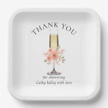 Brunch and Bubbly Bridal Shower Thank You 9"Square Paper Plates