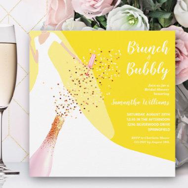 Brunch and Bubbly Bridal Shower Yellow Invitations